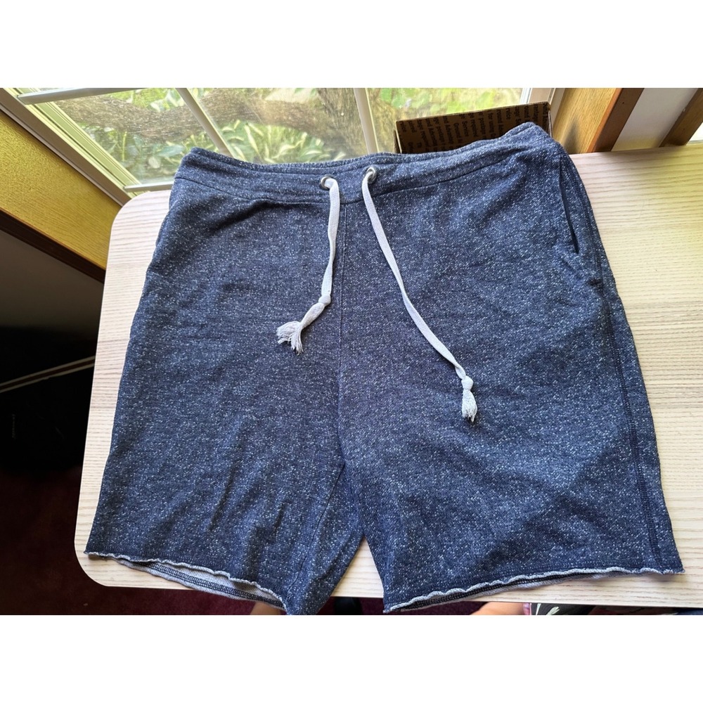 Mossimo Supply Co Mens Medium Blue Marl Sweat Shorts Raw Hem Drawstring Lounge